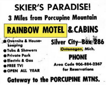 Rainbow Lodging (Rainbow Motel & Cabins) - Nov 1965 Ad